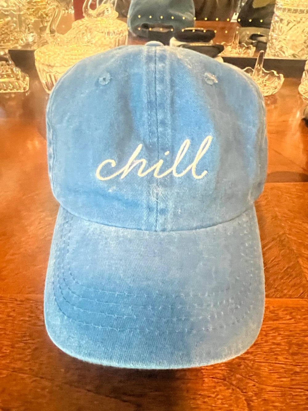 Blue 'chill' Embroidered Baseball Cap